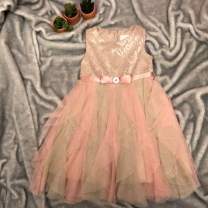 Pink, tan, and gold 4T girls dress, gently used